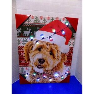 New Christmas Holiday LED Lights Battery Operated Dog Wall Art